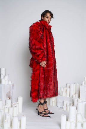 Namilia Faux Fur Coat Red