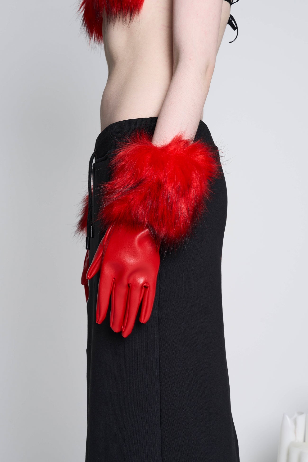 Namilia Faux Fur Gloves Red