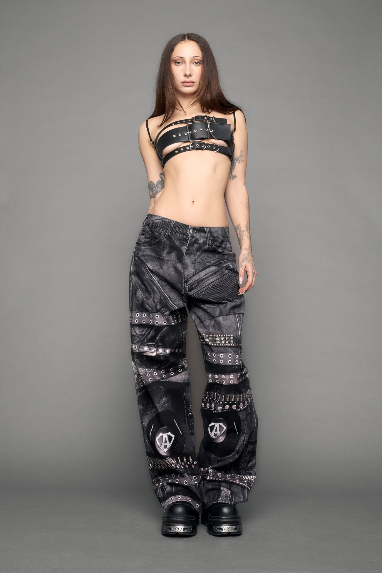 Printed Moto Baggy Pants