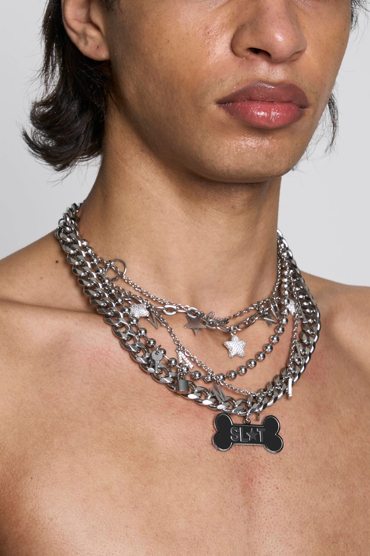 Dogtag Stacked Chain Necklace