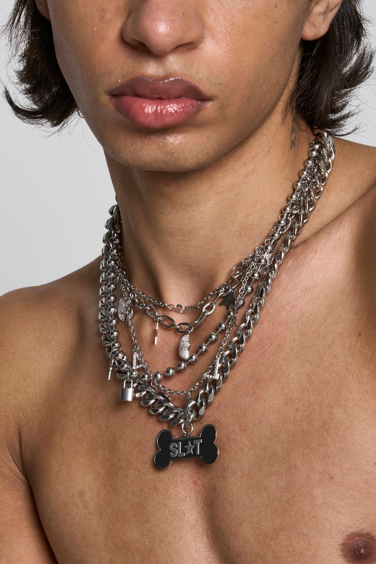 Dogtag Stacked Chain Necklace