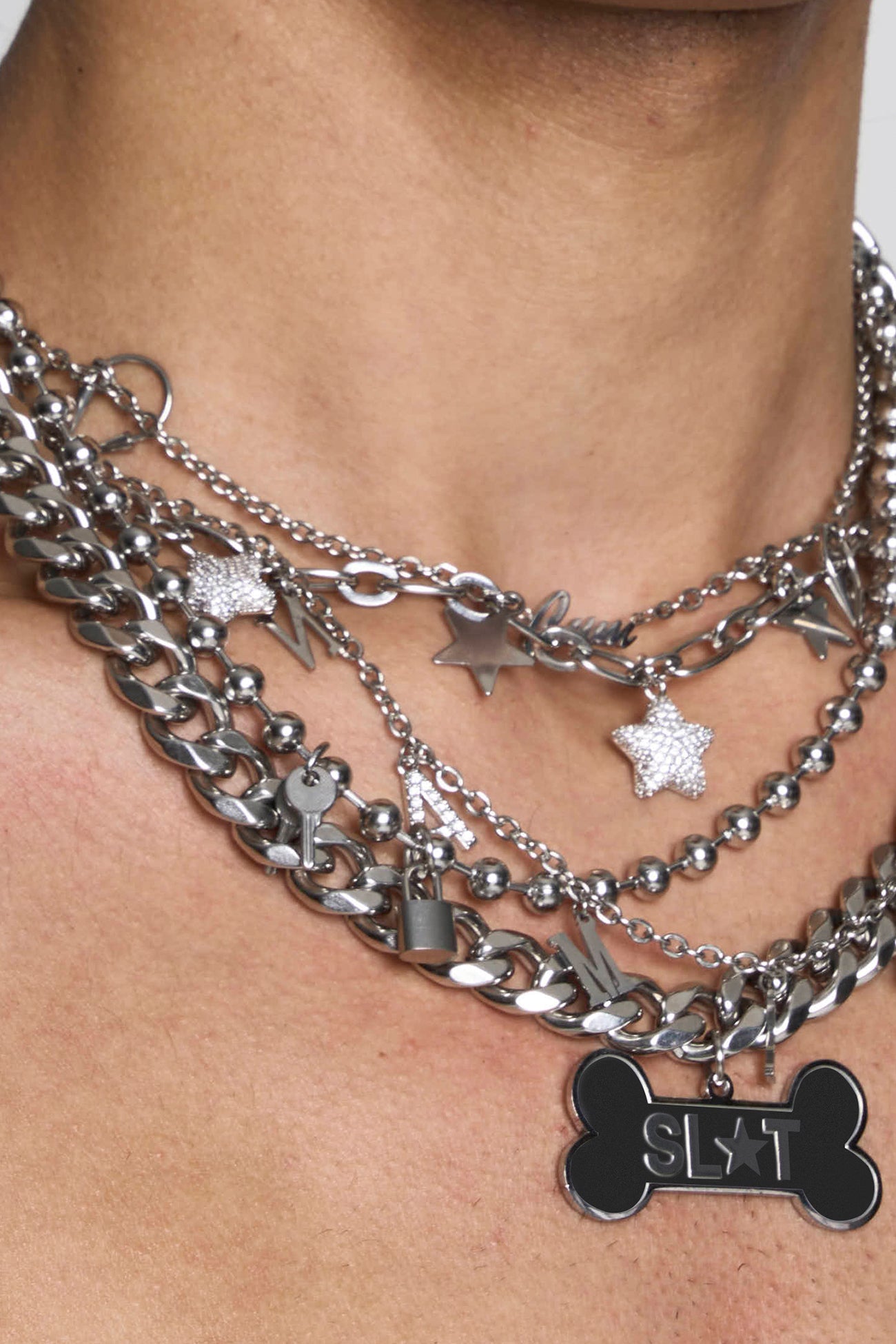 Dogtag Stacked Chain Necklace