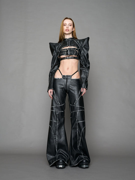 Oversize Thong Pants Black Washed