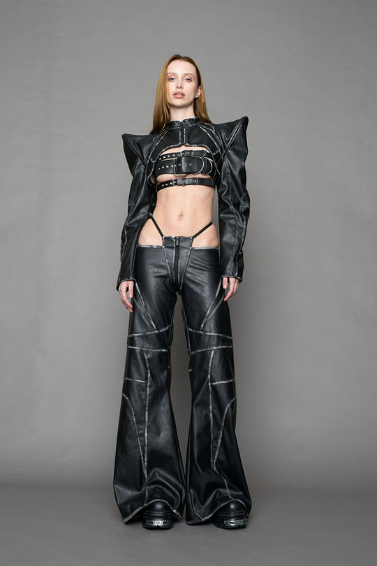 Oversize Thong Pants Black Washed