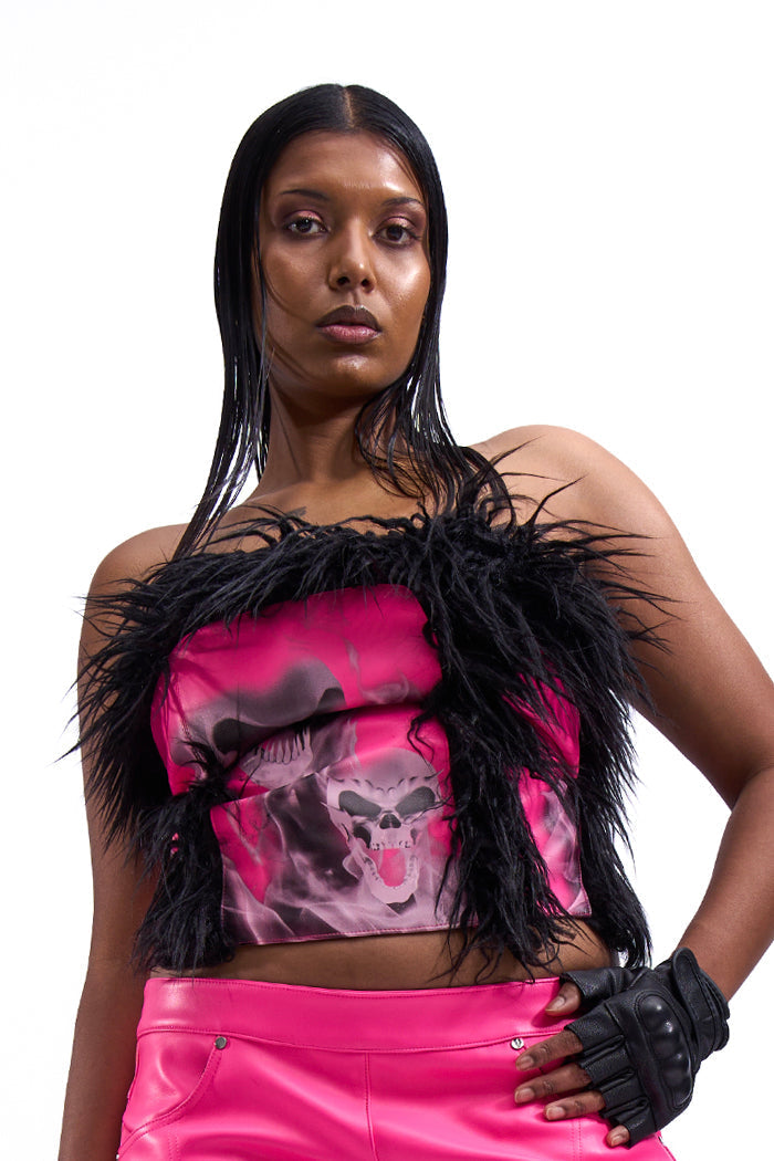 doomsday faux fur corset