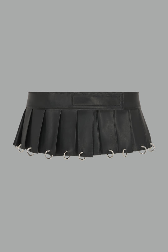 Pleated Mini Skirt With Rings