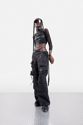 techno baggy pants with tactical string panty