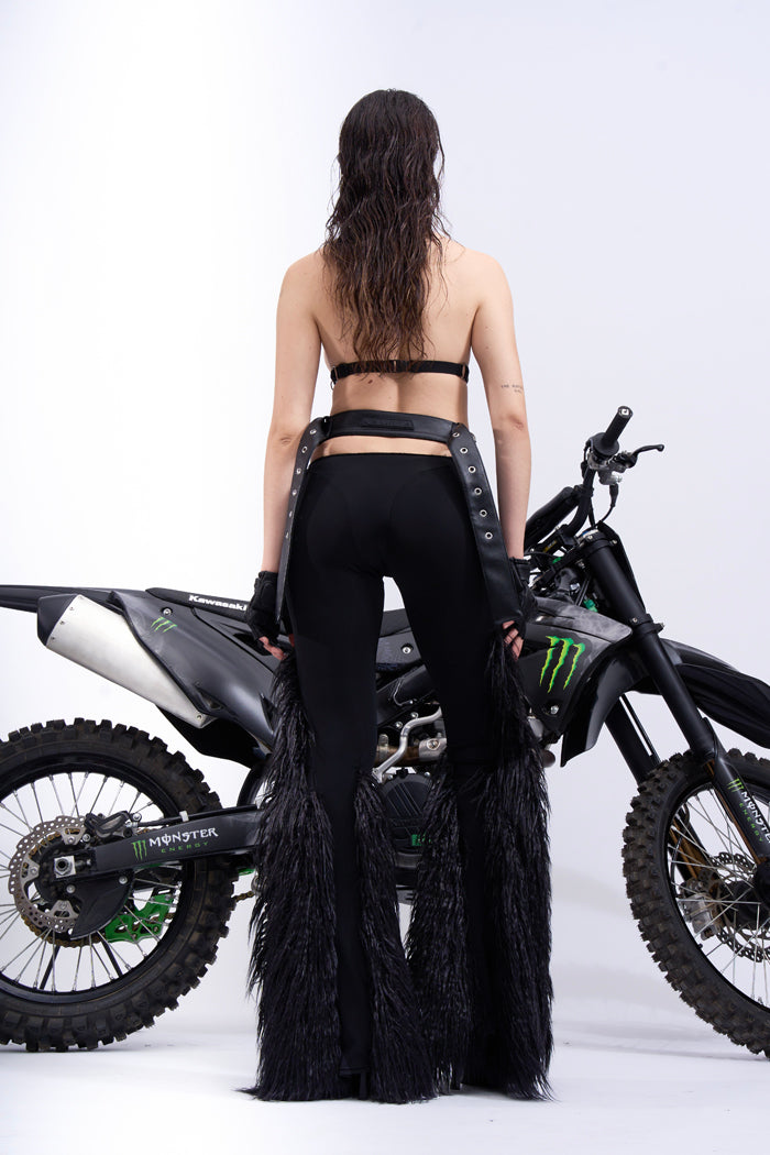 NAMILIA - doomsday faux fur flare stretch pants - Shop now