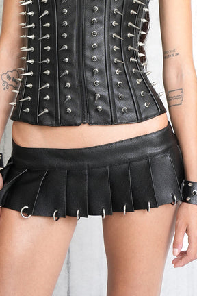 pleated mini skirt with rings